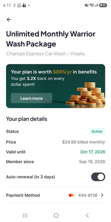 Way app membership plan screen